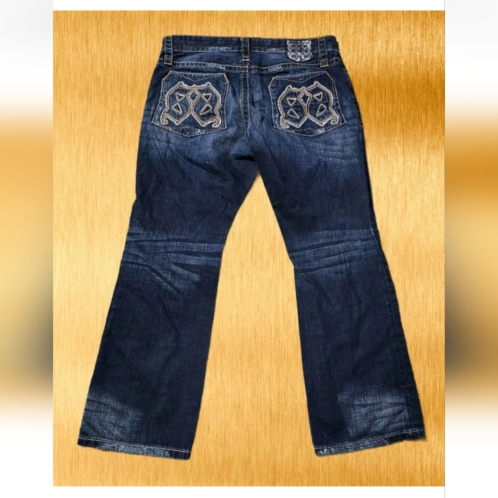 Express Jeans Vtg Y2k NWOT Bootcut Rocco Mens 36x28 Blue Embroidered Preppy
